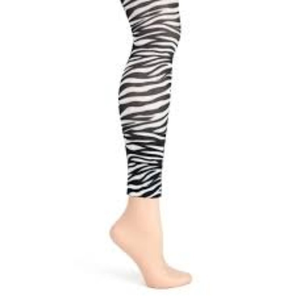 New with Tags Claire's Zebra FOOTLESS Tights Size M/L